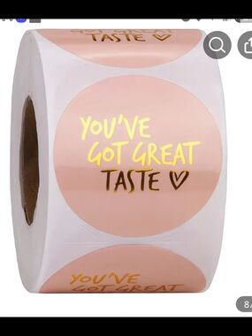 Peach Foil 'You've Got Great Taste' Round Sticker Roll